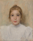 Portrait of Rosó Galià as a child by Joan Brull — children oil painting wall art, Symbolism