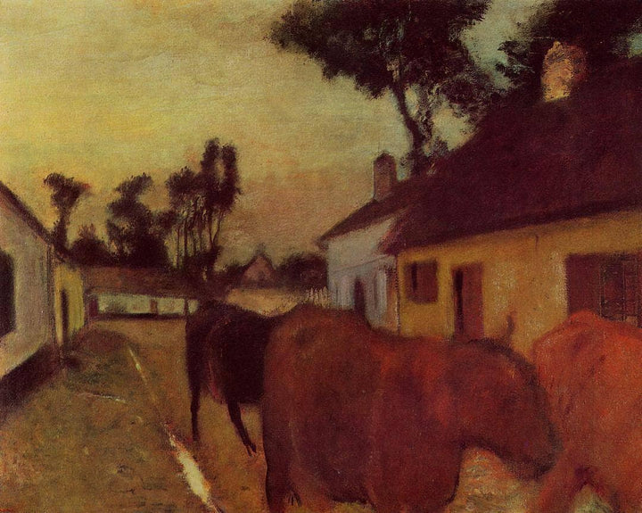 Return of the Herd by Edgar Degas — hand-painted landscape oil painting reproduction on canvas