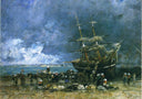Return of the Terre Neuvier by Eugene Boudin — hand-painted nautical oil painting reproduction on canvas