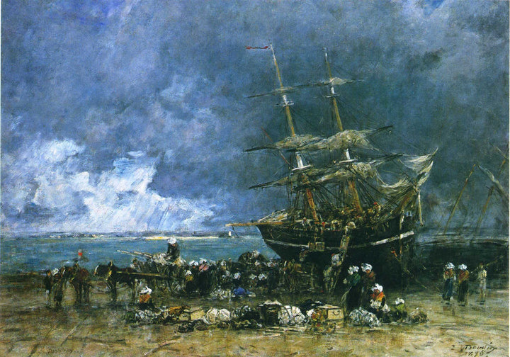 Return of the Terre Neuvier by Eugene Boudin — hand-painted nautical oil painting reproduction on canvas