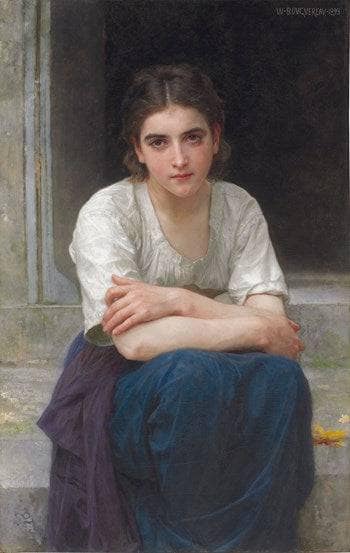 Reverie on the Threshold by William-Adolphe Bouguereau — hand-painted portrait oil painting reproduction on canvas