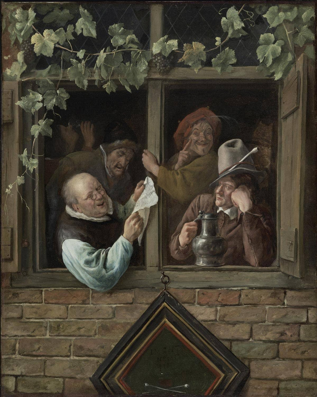 Rhetoricians at a Window by Jan Steen — hand-painted portrait oil painting reproduction on canvas