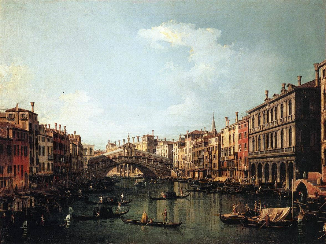 Rialto Bridge from the South by Canaletto — hand-painted botanical oil painting reproduction on canvas