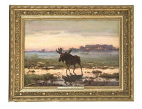 Ziehender Elch im Morgenlicht by Richard Friese — hand-painted animal oil painting reproduction on canvas