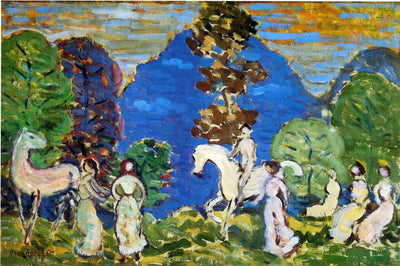 Rider against Blue Hills by Maurice Prendergast — oil painting reproduction