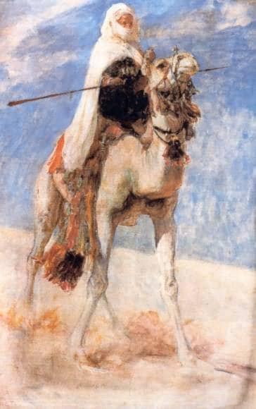 Rider In Mehari by Nasreddine Dinet — hand-painted animal oil painting reproduction on canvas