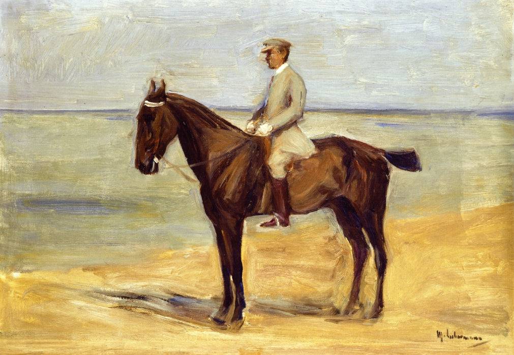 Rider on the Beach Facing Left - Max Liebermann