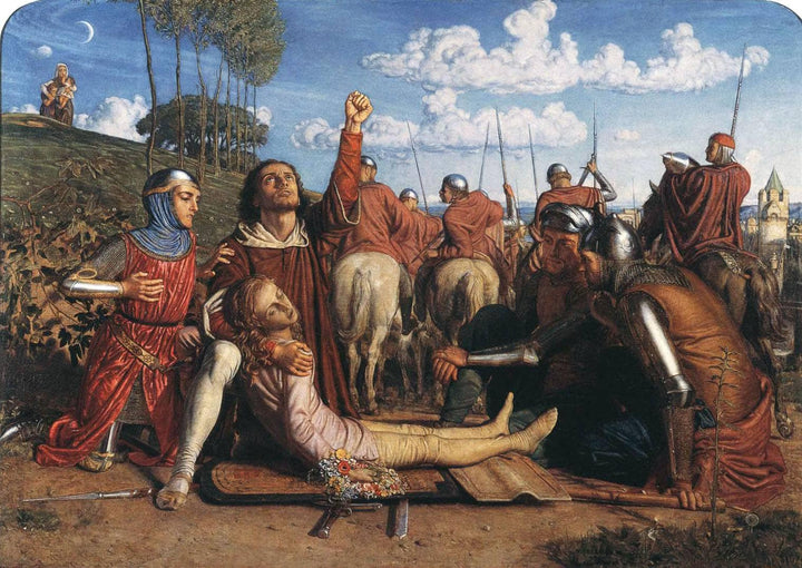Rienzi Vowing to Obtain Justice for the Death of his Young Brother, Slain in a Skirmish between the Colonna and Orsini Factions by William Holman Hunt — hand-painted cultural oil painting reproduction on canvas