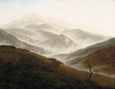 Riesengebirge Landscape with Rising Fog by Caspar David Friedrich — hand-painted landscape oil painting reproduction on canvas