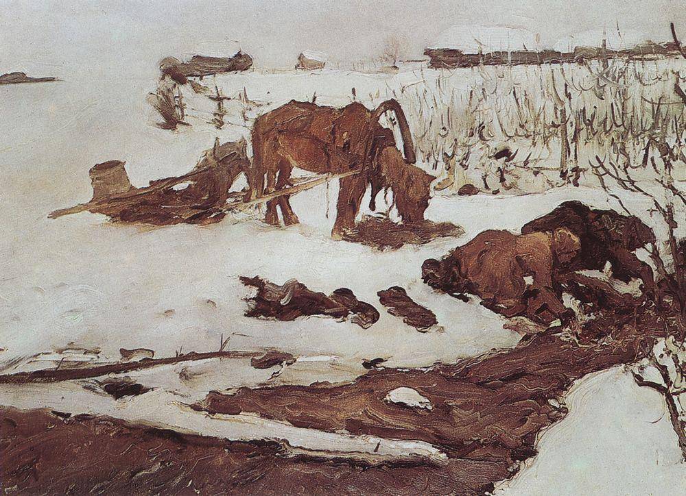 Rinsing Linen. On the River - Valentin Serov