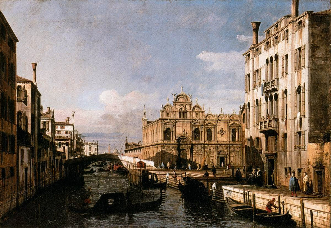 Rio dei Mendicanti and the Scuola di San Marco by Bernardo Bellotto — hand-painted botanical oil painting reproduction on canvas