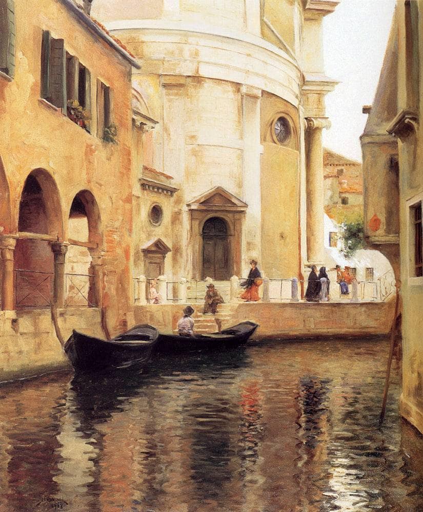 Rio della Maddalena by Julius LeBlanc Stewart — hand-painted architectural oil painting reproduction on canvas