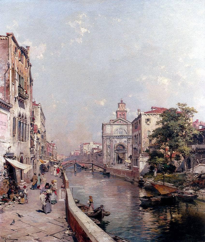 Rio St. Geronimo, Venice by Franz Richard Unterberger — hand-painted architectural oil painting reproduction on canvas
