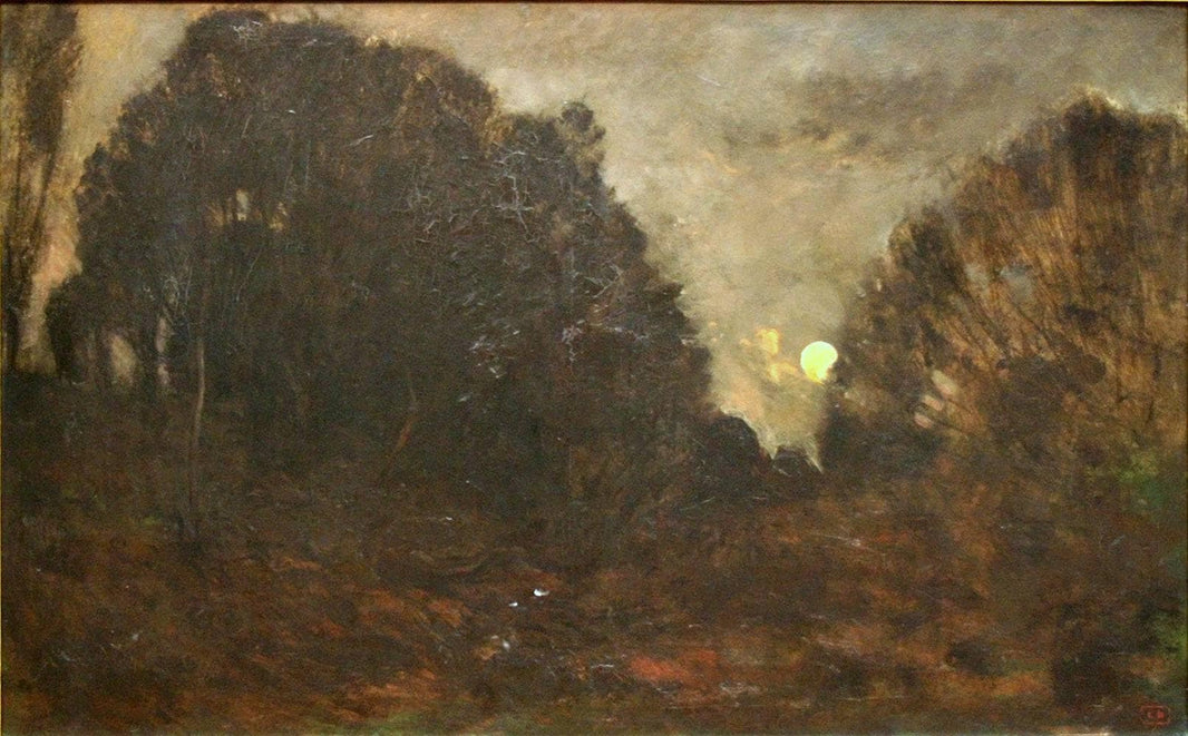 Rising Moon in Barbizon by Charles-Francois Daubigny — hand-painted botanical oil painting reproduction on canvas