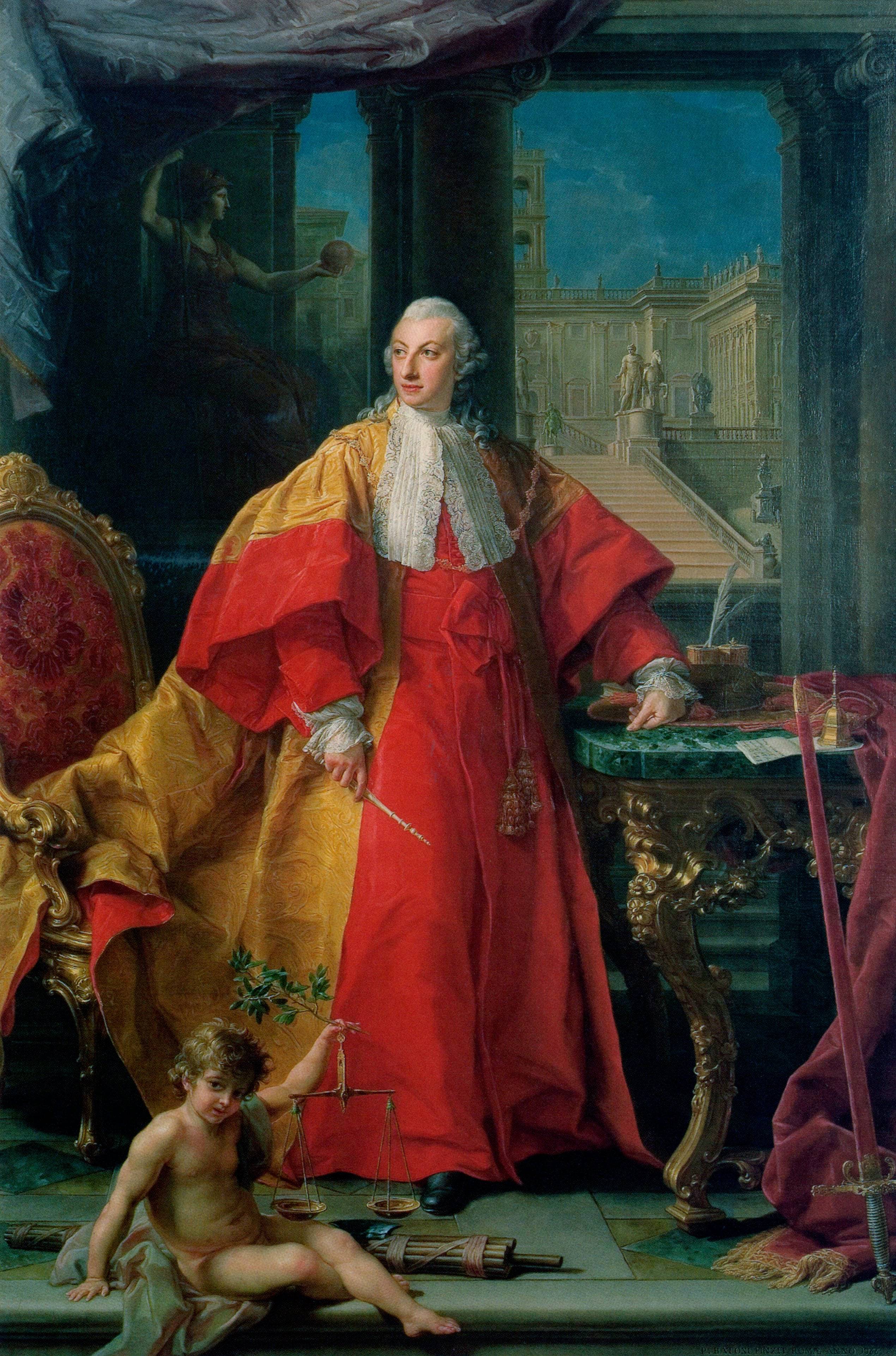 Ritratto Del Principe Abbondio Rezzonico Con L' Abito Da Senaore Ponificio Durante L' Insediamento Del Nuovo Pontefice Clemente XIII - Pompeo Batoni