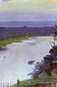River Belaya by Mikhail Nesterov — hand-painted landscape oil painting reproduction on canvas