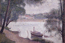 River Landscape with a boat by Georges Seurat — hand-painted botanical oil painting reproduction on canvas