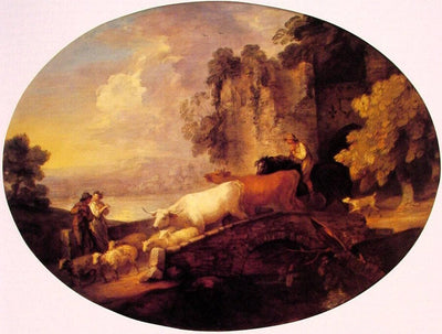 River Landscape with Rustic Lovers in hallway