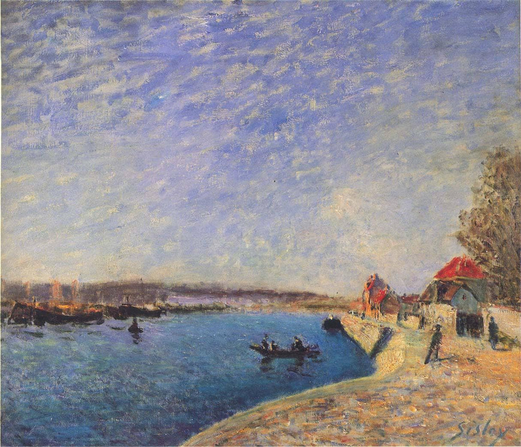 River Loing at Saint Mammes by Alfred Sisley — hand-painted landscape oil painting reproduction on canvas