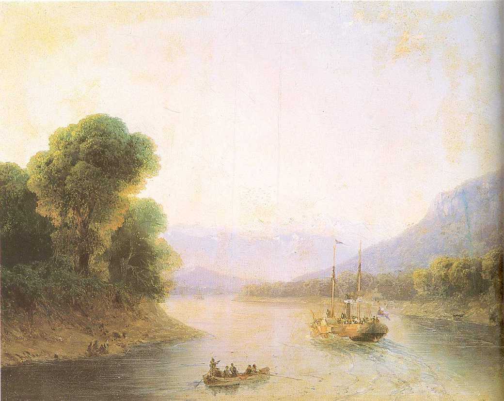 River Rioni. Georgia by Ivan Aivazovsky — hand-painted botanical oil painting reproduction on canvas