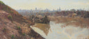 River scene with boats by Harald Jerichau, urban oil painting wall art, Romanticism