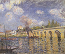 River steamboat and bridge by Alfred Sisley — hand-painted landscape oil painting reproduction on canvas