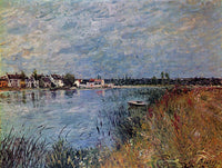 Riverbank at Saint Mammes by Alfred Sisley — hand-painted landscape oil painting reproduction on canvas