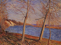 Riverbank at Veneux by Alfred Sisley — hand-painted botanical oil painting reproduction on canvas