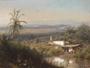 Riverbank Hideaway by Hermann Ottomar Herzog — rural oil painting wall art, Romanticism