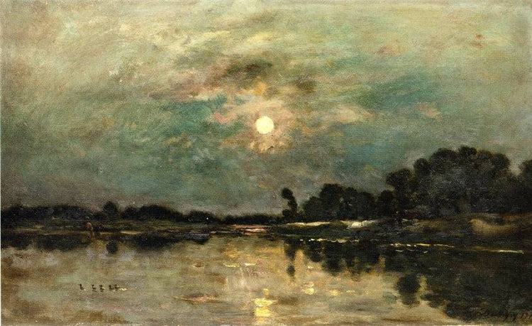 Riverbank in Moonlight - Charles-Francois Daubigny