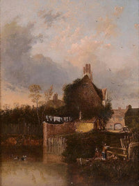 Riverside cottage by John Crome — hand-painted architectural oil painting reproduction on canvas