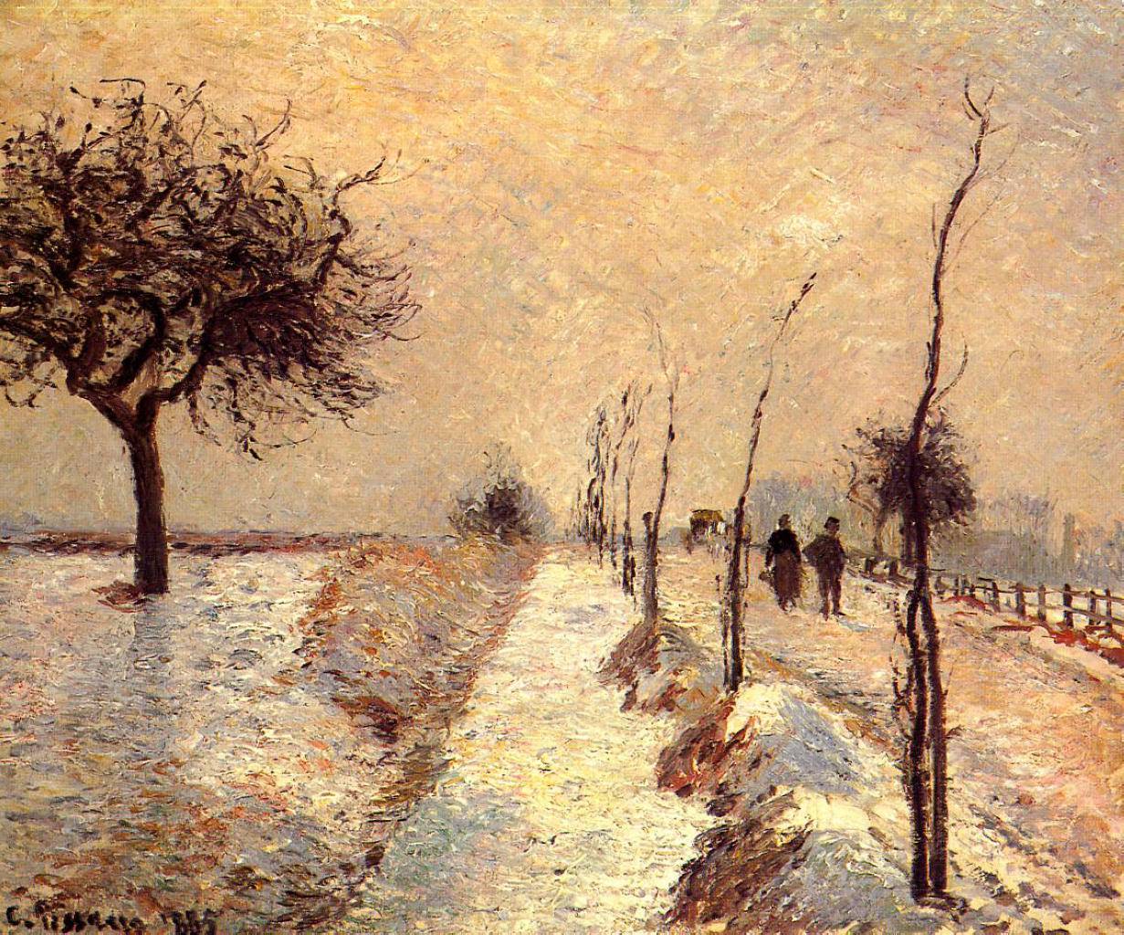 Road at Eragny, Winter - Camille Pissarro