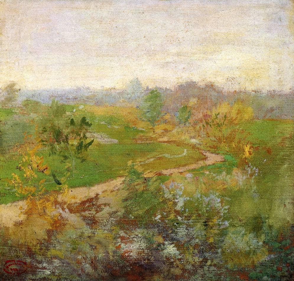 Road over the Hill by John Henry Twachtman — hand-painted botanical oil painting reproduction on canvas