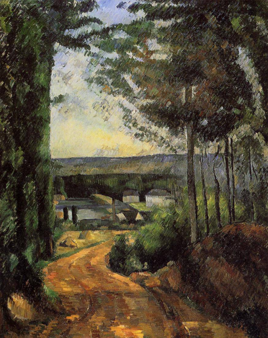 Road, Trees and Lake - Paul Cezanne