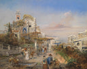 Southern Capriccio (view of the bay of Naples ?) by Robert Alott — hand-painted architectural oil painting reproduction on canvas