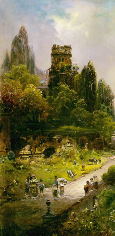 Via Appia near Rome by Robert Alott, hand-painted landscape oil painting reproduction on canvas