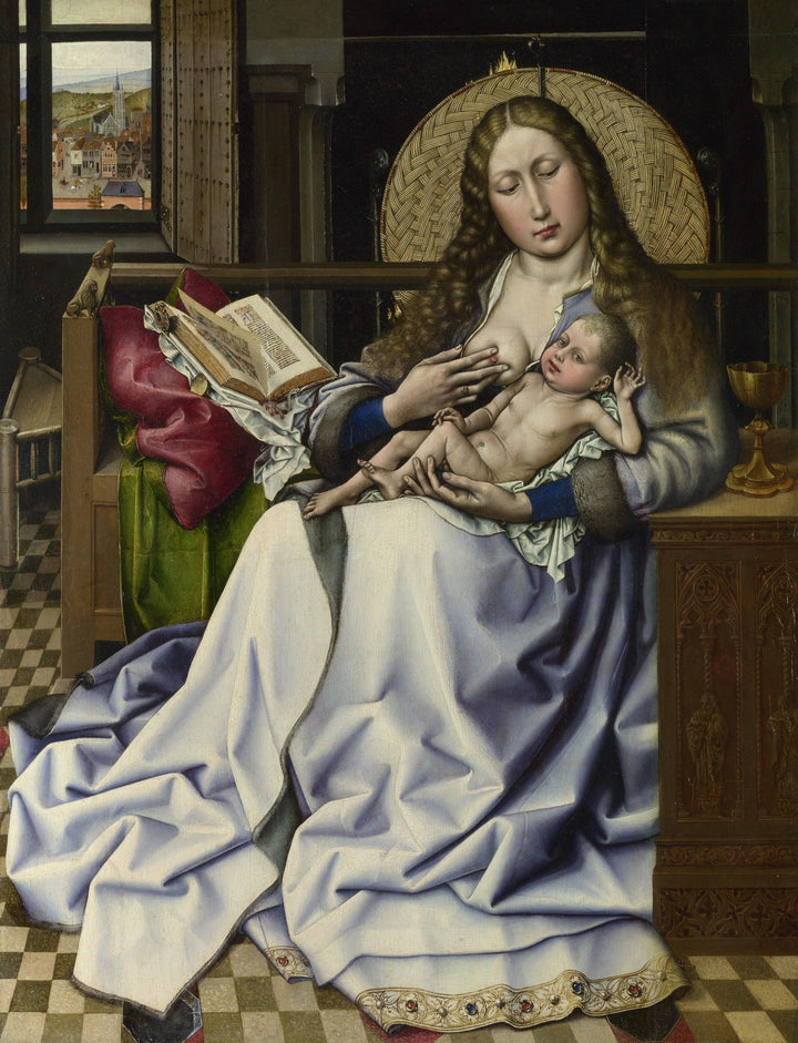 Virgin and Child Before a Firescreen by Robert Campin — hand-painted cultural oil painting reproduction on canvas
