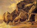 Rocks in Amalfi by Camille Corot — hand-painted architectural oil painting reproduction on canvas