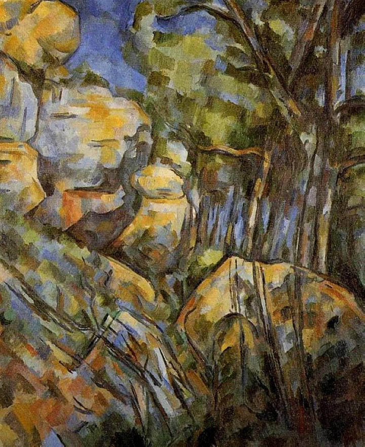 Rocks near the Caves below the Chateau Noir by Paul Cezanne — hand-painted abstract oil painting reproduction on canvas