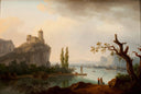 Rocky Coastline with Castle by Jean-Joseph-Xavier Bidauld — river oil painting wall art, Neoclassicism