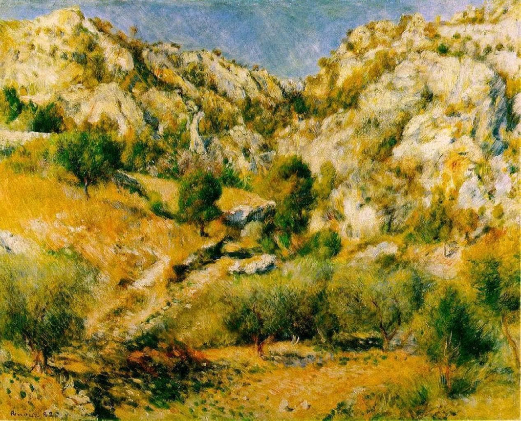 Rocky Craggs at l'Estaque by Pierre-Auguste Renoir — hand-painted botanical oil painting reproduction on canvas