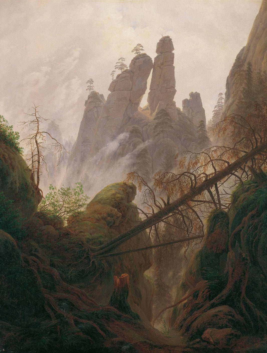Rocky Ravine in the Elbe Sandstone Mountains by Caspar David Friedrich — hand-painted fantasy oil painting reproduction on canvas