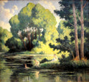 Rolleboise, Swimming In The Little Arm by Maximilien Luce — hand-painted landscape oil painting reproduction on canvas