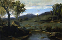 Roman Countryside Rocky Valley with a Herd of Pigs by Camille Corot — hand-painted animal oil painting reproduction on canvas