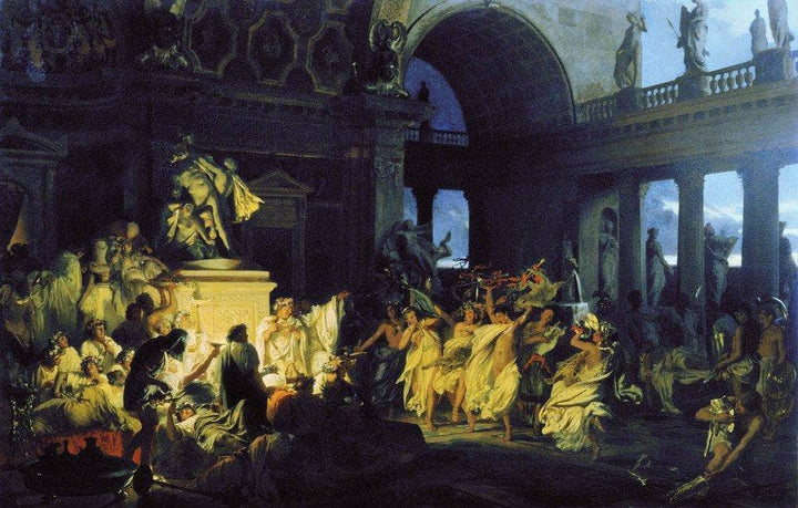 Roman Orgy in the Time of Caesars by Henryk Siemiradzki — hand-painted architectural oil painting reproduction on canvas