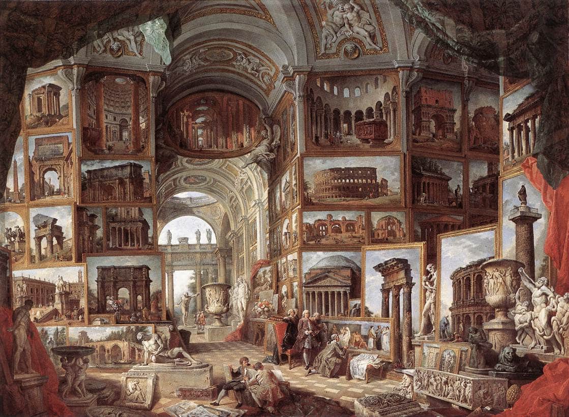 Roman ruins and sculpture - Giovanni Paolo Panini