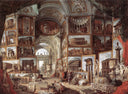 Roman ruins and sculpture by Giovanni Paolo Panini — hand-painted architectural oil painting reproduction on canvas