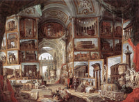 Roman ruins and sculpture by Giovanni Paolo Panini — hand-painted architectural oil painting reproduction on canvas