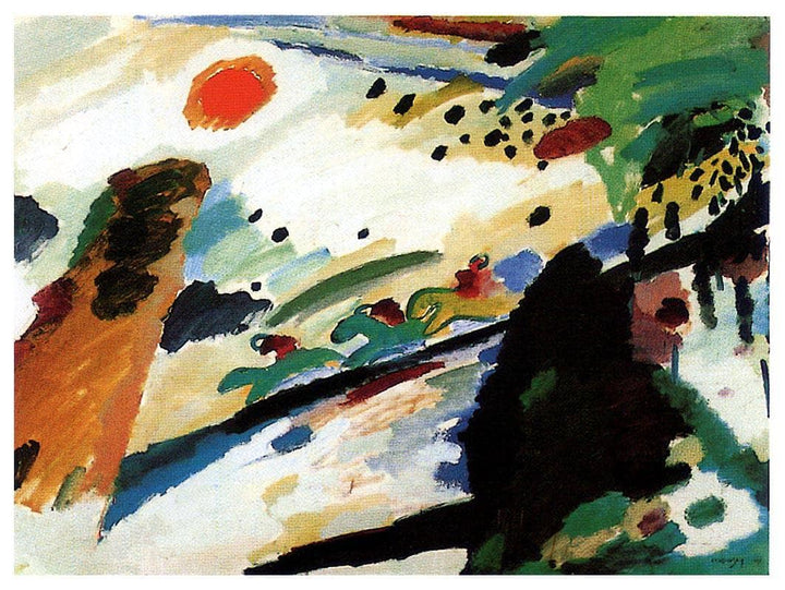 Romantic landscape by Wassily Kandinsky — hand-painted abstract oil painting reproduction on canvas