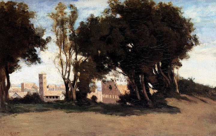 Rome, Coliseum, View from the Farnese Gardens by Camille Corot — hand-painted architectural oil painting reproduction on canvas